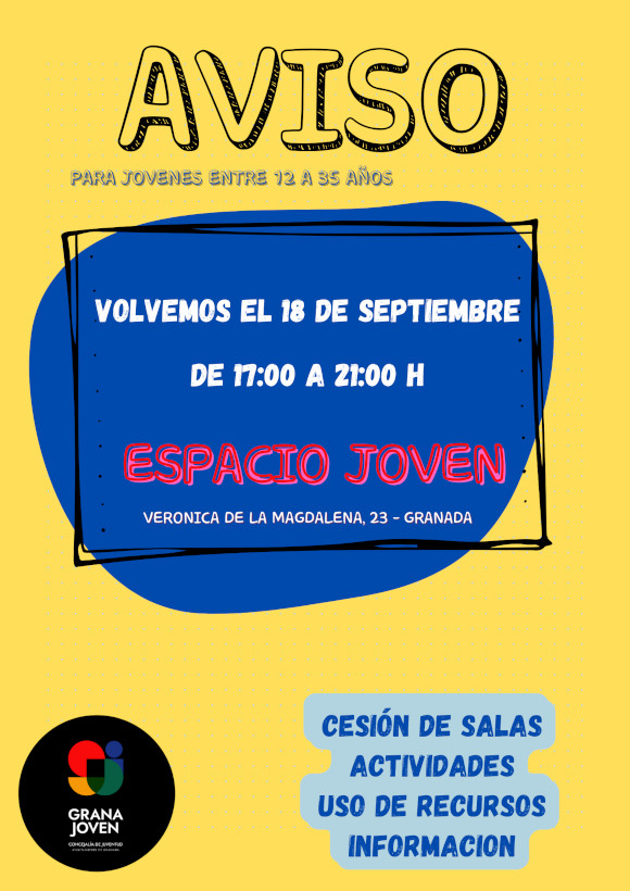 Espacio Joven - abrimos el 18 de septiembre